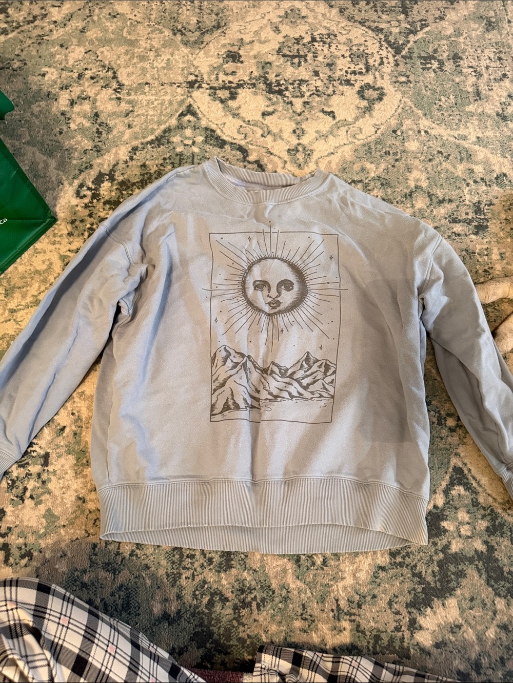 Light Blue Graphic Sweatshirt with Sun Print